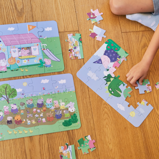 Moritoys - Outdoor Fun: Peppa Pig 3 in 1 Puzzle  (12 - 16 - 24 Parça Yapboz)