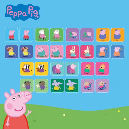 Moritoys - Peppa Pig Memory Card Game: 28 Kartlı Hafıza ve Eşleştirme Oyunu 