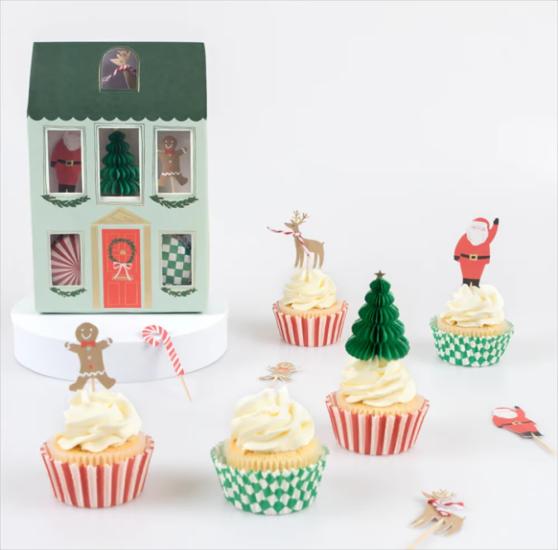 Meri Meri - Festive House Cupcake Kit - Yeni Yıl Evi Cupcake Kit (24’lü)