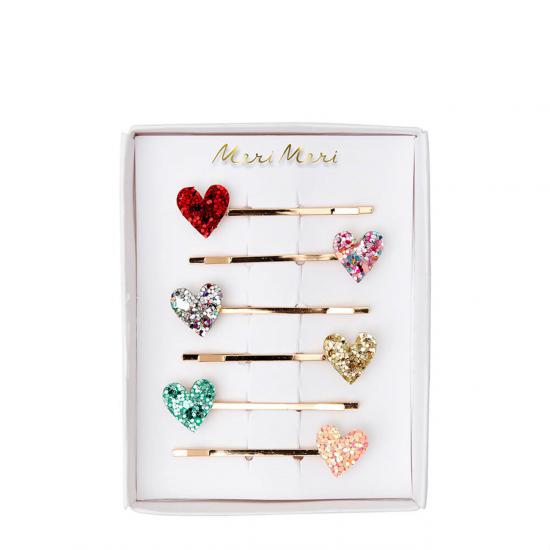 Meri Meri - Glitter Heart Hair Slides - SimliKalp Tokalar